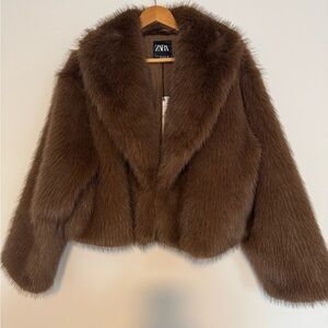 Zara Women's Luxurious Brown Teddy Jacket